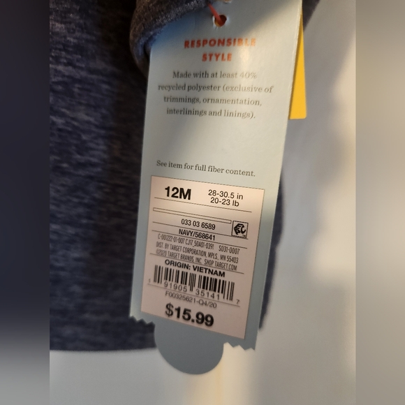 🔴CAT & JACK 12M ZIP UP HOODIE JACKET, NWT - Picture 5 of 5